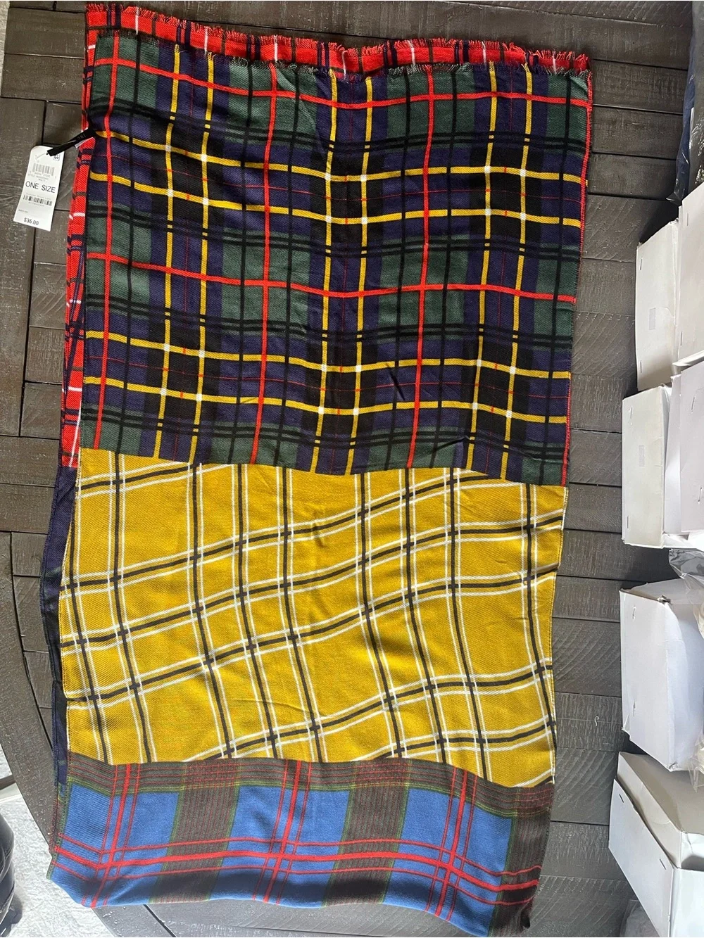 INC Scarf multi color plaid